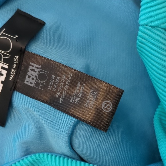 Free People X Beach Riot Ribbed Malibu Blue One-Shoulder One Piece Swimsuit Smal - Picture 6 of 7